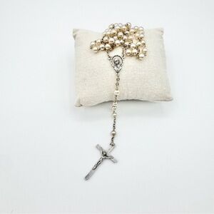 Vintage Freshwater Pearl Italy Silver Rosary Catholic Gifts Rome Vintage Lourdes